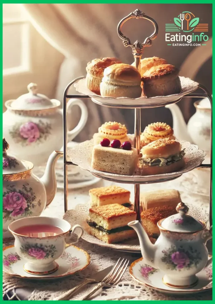 Step into a world of grace and refinement with an enchanting English high tea. Delicate porcelain teacups cradle fragrant brews, while a lavish three-tiered stand overflows with golden scones, dainty finger sandwiches, and exquisite pastries. Soft sunlight dances upon lace-covered tables adorned with fresh flowers, creating an atmosphere of warmth and sophistication. Each bite, each sip, tells a story of tradition, elegance, and the simple joy of indulgence. Let the charm of high tea whisk you away to an era of timeless beauty and delightful conversation.
