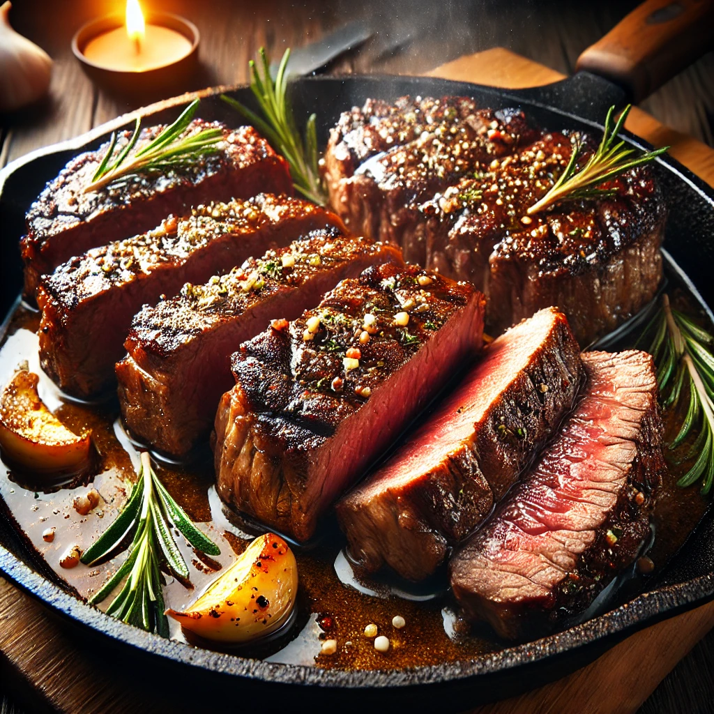 eye of round steak, pan-seared steak, stovetop steak, how to cook eye of round, best way to sear steak, tender steak recipe, steak cooking tips

