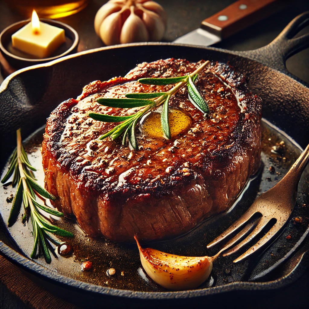 eye of round steak, pan-seared steak, stovetop steak, how to cook eye of round, best way to sear steak, tender steak recipe, steak cooking tips

